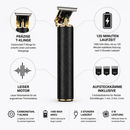 Carbon Steel T-Blade Cordless Hair and Beard Trimmer