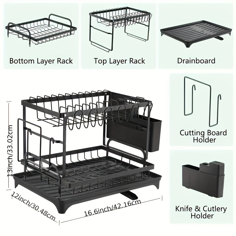 2-Tier Draining Rack with Drainage