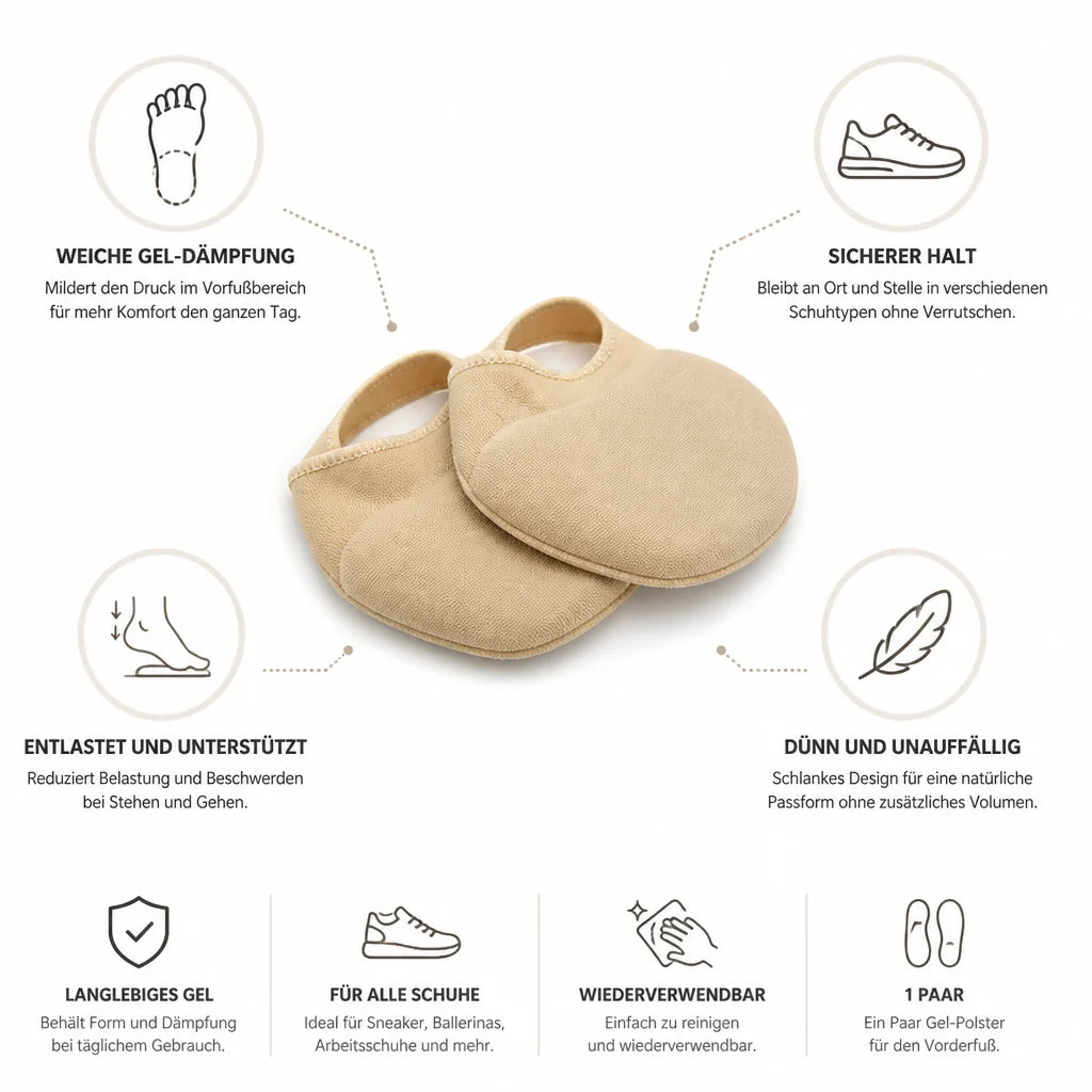 Slim Gel Cushions for the Forefoot, Non-Slip (Pair)