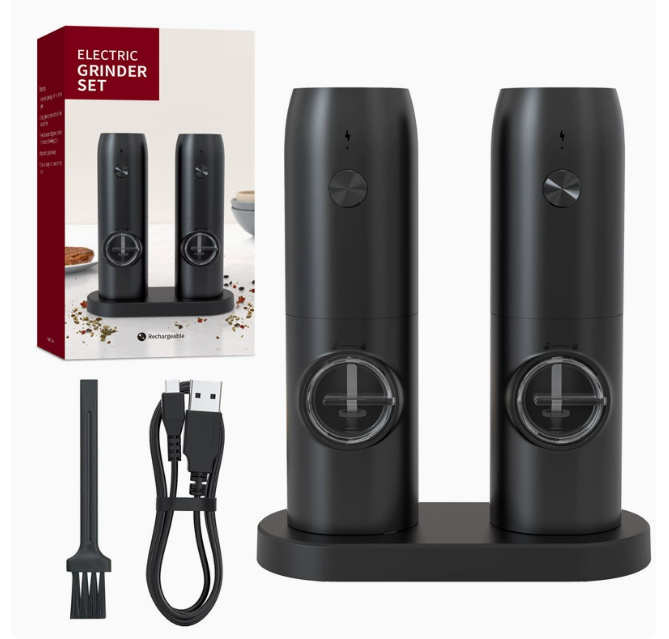 Electric Spice Grinder Set with USB-C Charging Station