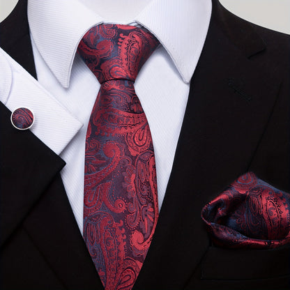 Men's Tie Set with Pocket Square and Cufflinks