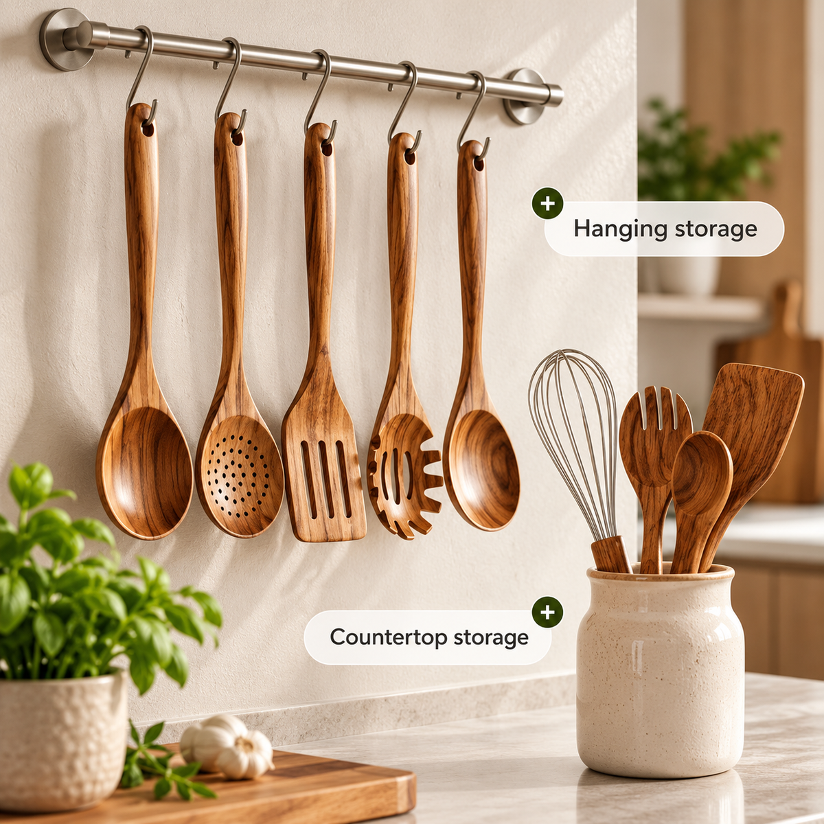 Teak Wood Kitchen Utensils Set 10-Piece