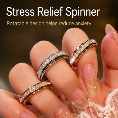 Rotatable Spinner Ring made of Titanium Steel with Cubic Zirconia